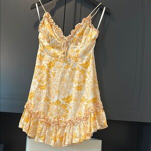 Floral Yellow/orange and White Ruffle Dress
